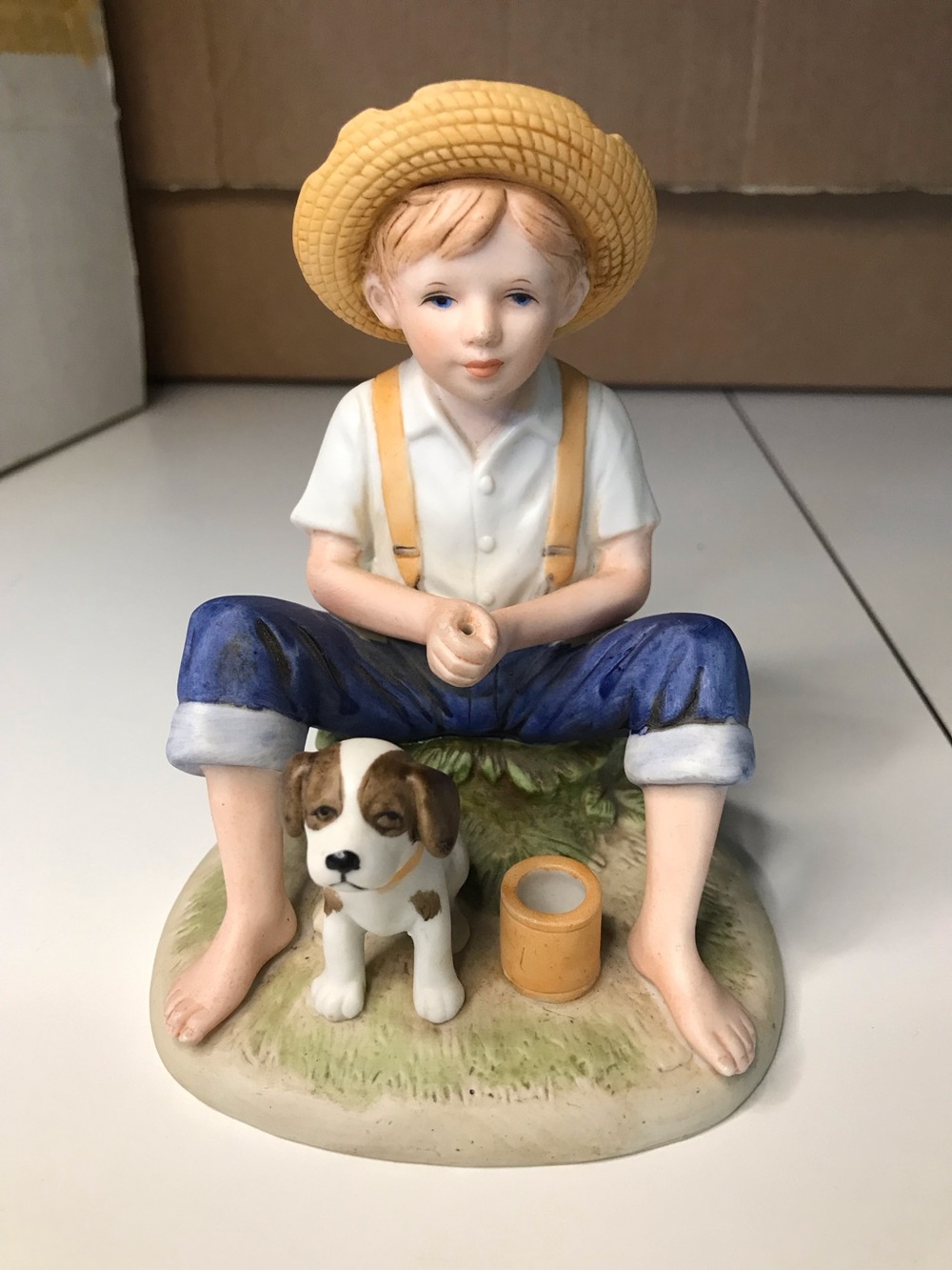 Fisher boy and dog with no pole figurine
